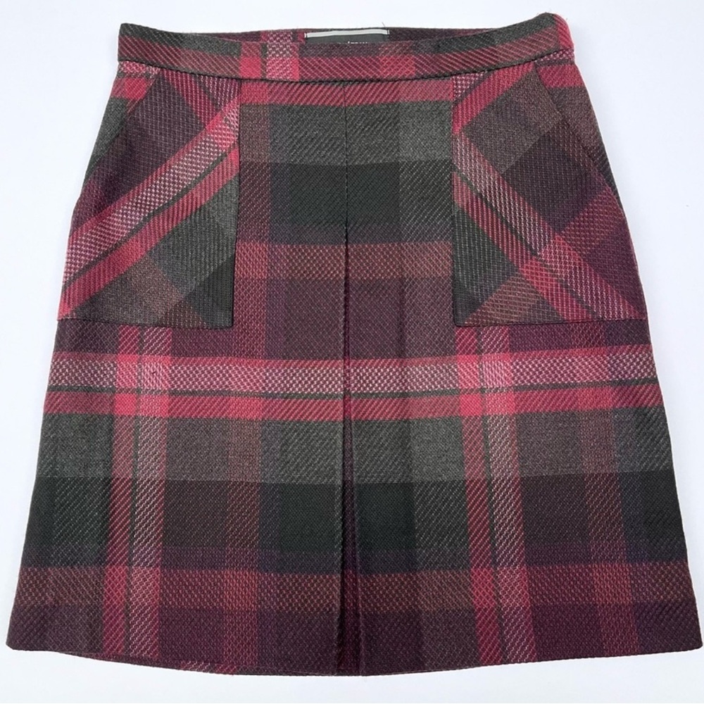 Vintage le Chateau Burgundy plaid skirt